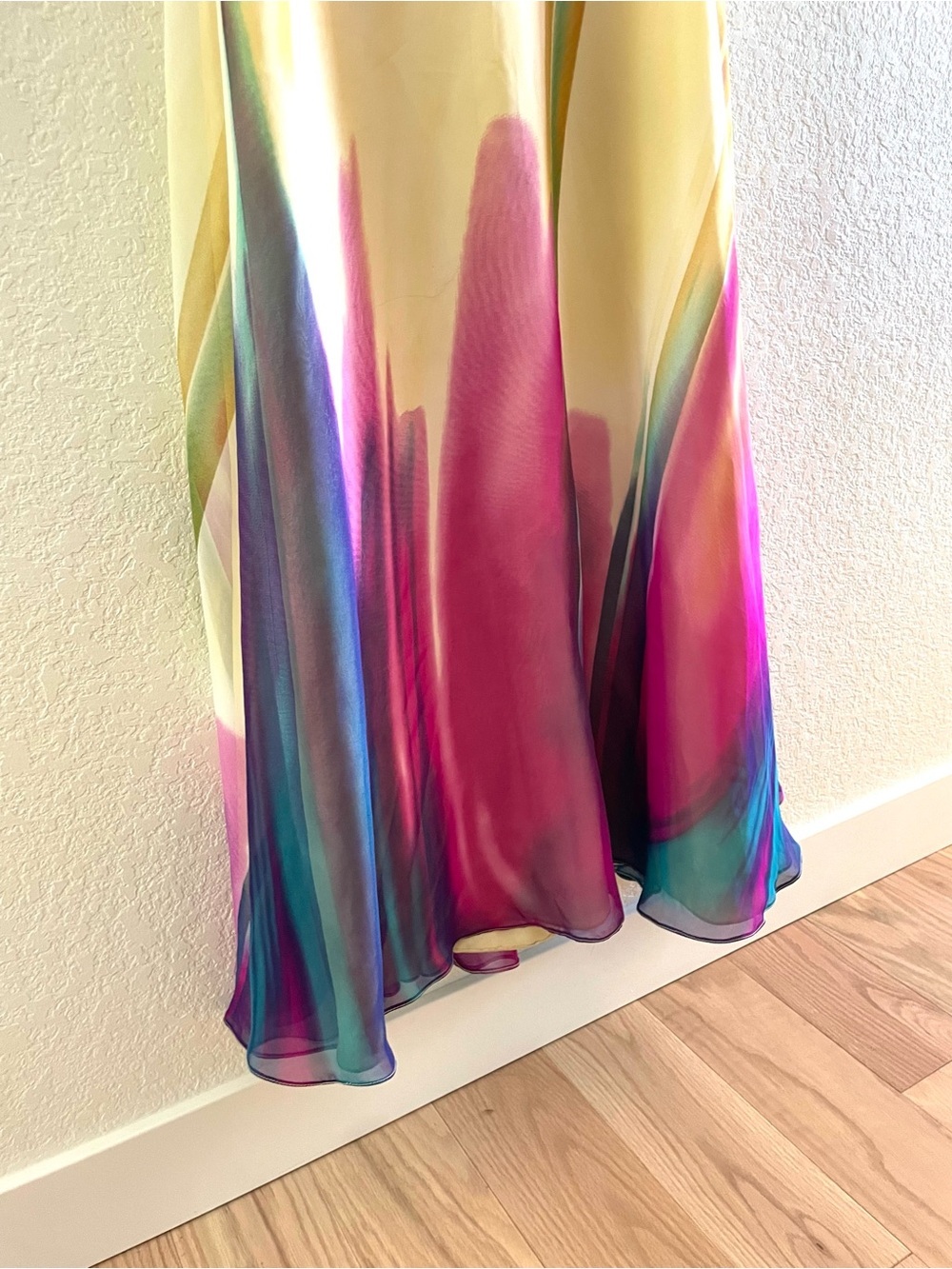 Strapless Beaded Ombre Watercolor Formal Evening Dress - Yellow Multicolor Sz 6 - Picture 7 of 13